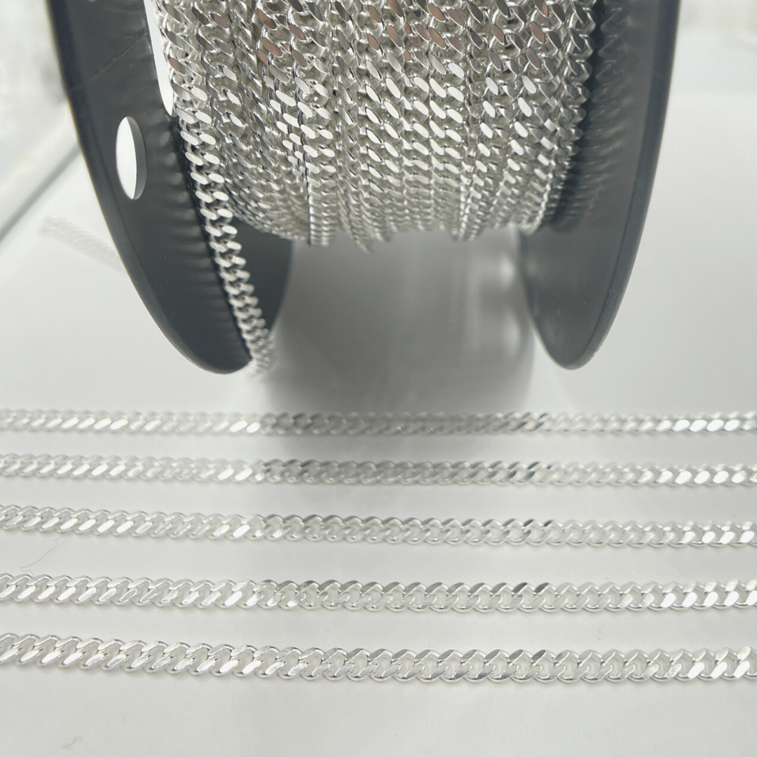 Z80SS. 925 Sterling Silver Flat Curb Chain
