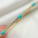 Load image into Gallery viewer, BNH68197TQ. 14K Solid Gold Bangle with Diamonds and Turquoise