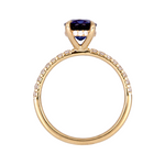 Load image into Gallery viewer, Buy 14K Solid Yellow Gold Oval Blue Sapphire and Diamonds Fancy Ring