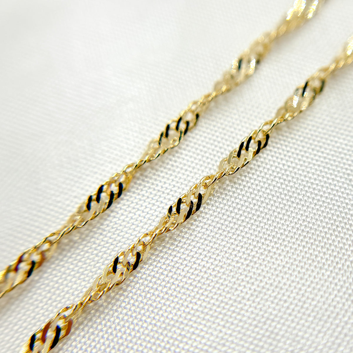 14K Solid Gold Wheat Chain