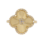 Load image into Gallery viewer, 14K Solid Yellow Gold Diamond Flower Ring
