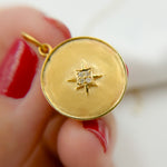 Load image into Gallery viewer, 14k Solid Gold Diamond and Gold Circle Charm. GDP16