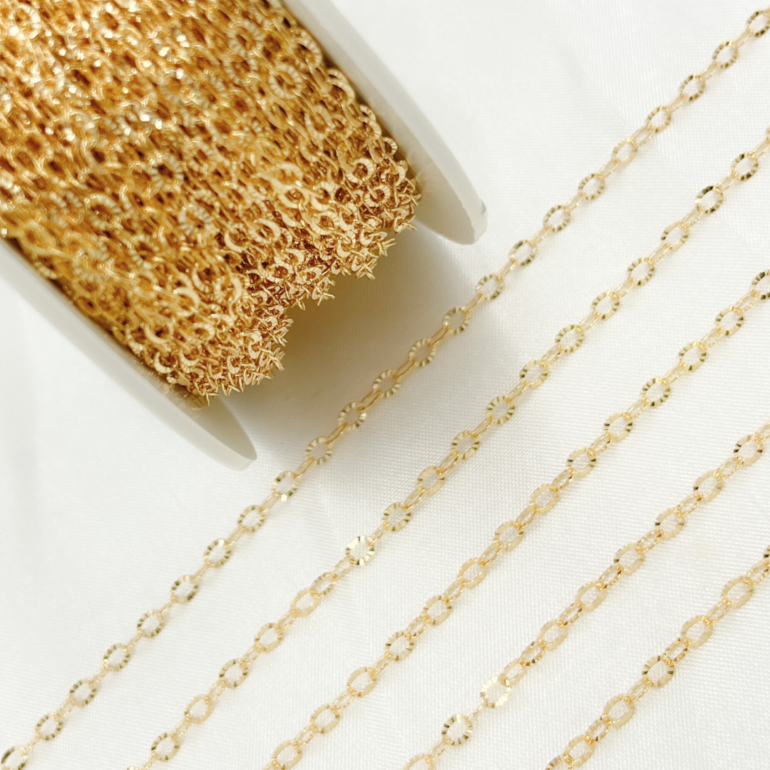 V187GF. 14k Gold Filled Diamond Cut Oval Link