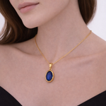 Load image into Gallery viewer, CMZ00364BS. 14K Solid Gold Oval-Shaped Blue Sapphire Charm