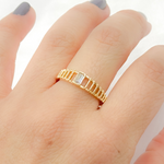 Load image into Gallery viewer, 14K Solid Gold Baguette Statement Diamond Ring.