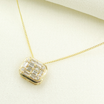 Load image into Gallery viewer, PFD32461. 14k Solid Gold Diamond Rectangle Necklace