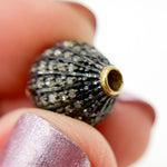 Load image into Gallery viewer, DC573. Two-Tone Sterling Silver Pave Diamond Round Bead