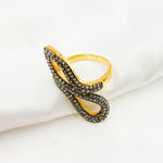 Load image into Gallery viewer, DR09. Diamond Black Rhodium Sterling Silver Organic Shape Ring