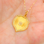 Load image into Gallery viewer, 14k Solid Gold Diamond Shield Charm. GDP83A