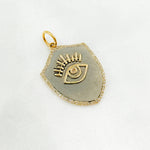 Load image into Gallery viewer, KSG73. 14k Solid Gold and Sterling Silver Shelf Eye Charm