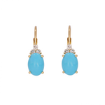 Load image into Gallery viewer, 14K Solid Gold Diamond and Turquoise Dangle Earrings