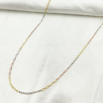 Load image into Gallery viewer, 14k Solid Tri-Color Gold Diamond Cut Cable Link Chain