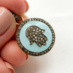 Load image into Gallery viewer, Sterling Silver Round Hamsa Enamel Pendants