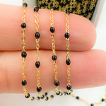 Load image into Gallery viewer, 14K Solid Yellow Gold Enamel Black Color Cable Chain