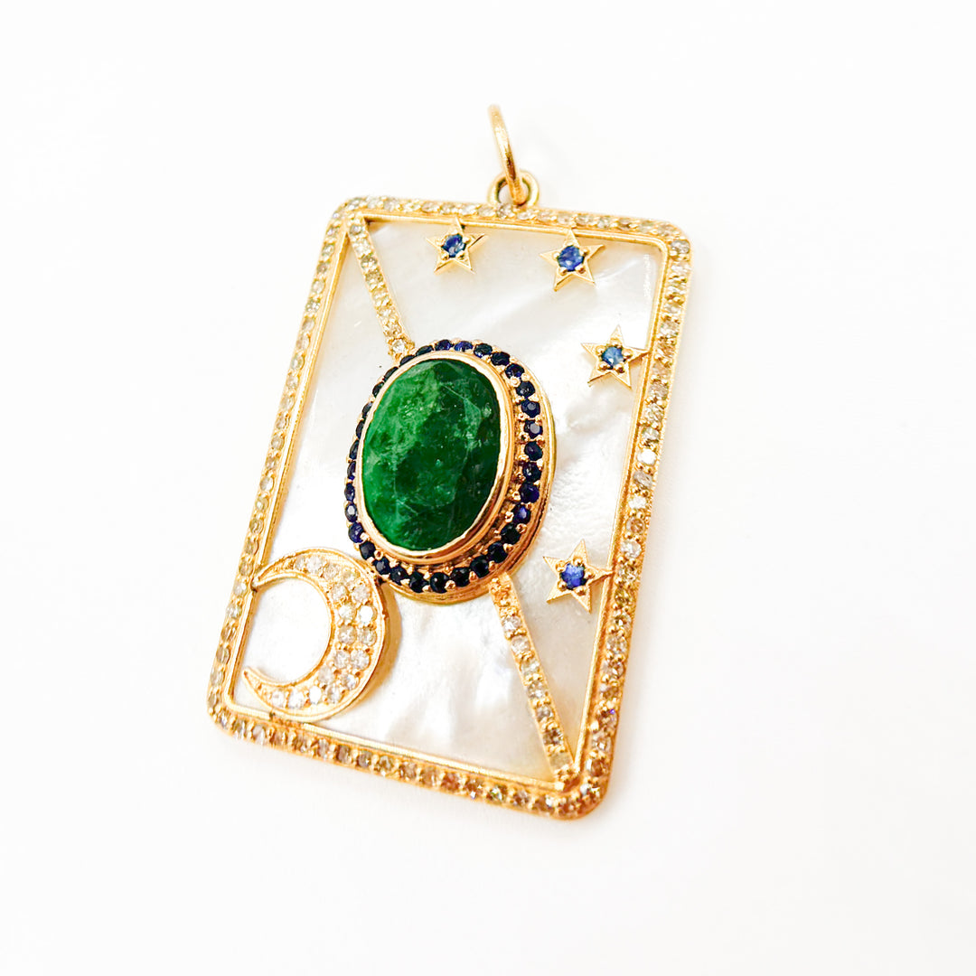 Buy Now 14K Gold Moon Rectangle Pendant