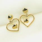 Load image into Gallery viewer, GER115. 14K Gold Dangle Earring with Two Hearts