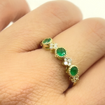 Load image into Gallery viewer, 14K Solid Gold Diamond and Emerald Ring.