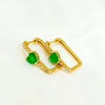 Load image into Gallery viewer, 14K Solid Gold Diamond and Gemstone Heart Rectangle Hoops