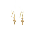 Load image into Gallery viewer, EFB51706. 14k Solid Yellow Gold Diamond Dangle Leaves Earrings