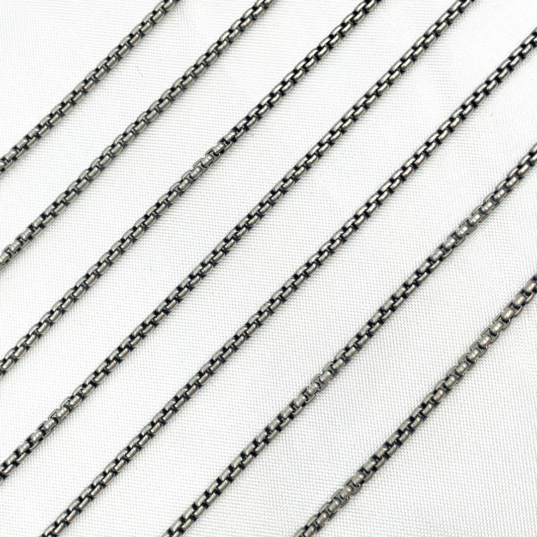 Oxidized 925 Sterling Silver Round Box Chain. 520OX