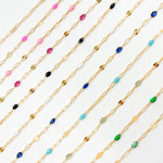 Load image into Gallery viewer, V295OP3GF. 14K Gold Filled Green Shade Opal Enamel Chain with Paperclip and Diamond Cut Marina Links