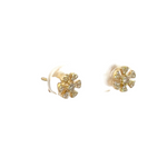 Load image into Gallery viewer, EFE52673Y. 14k Solid Gold Diamond Flower Stud Earrings