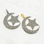 Load image into Gallery viewer, DP111. Diamond Sterling Silver Moon & Star Pendant