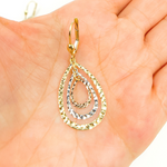 Load image into Gallery viewer, GER113. 14K Gold Dangle Earring with Tri - Color Diamond Cut Drops