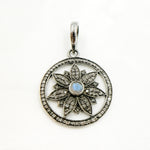 Load image into Gallery viewer, DP018. Diamond Silver Round Flower Pendant