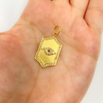 Load image into Gallery viewer, 14K Solid Gold Charm. Organic Shape Pendant with Diamonds and Blue Sapphire. GDP331
