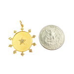 Load image into Gallery viewer, 14K Solid Gold Diamonds Star Circle Charm. GDP180