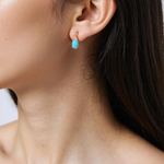 Load image into Gallery viewer, 14K Gold Diamond and Turquoise Dangle Earrings