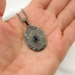 Load image into Gallery viewer, DP253. Diamond & Sterling Silver Oval Pendant with Gemstone
