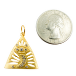 Load image into Gallery viewer, GDP112. 14K Solid Gold Triangle with Moon and Eye Charm