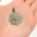 Load image into Gallery viewer, DP076. Diamond Sterling Silver Flower Pendant