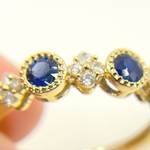Load image into Gallery viewer, 14K Solid Yellow Gold Diamond and Blue Sapphire Ring.