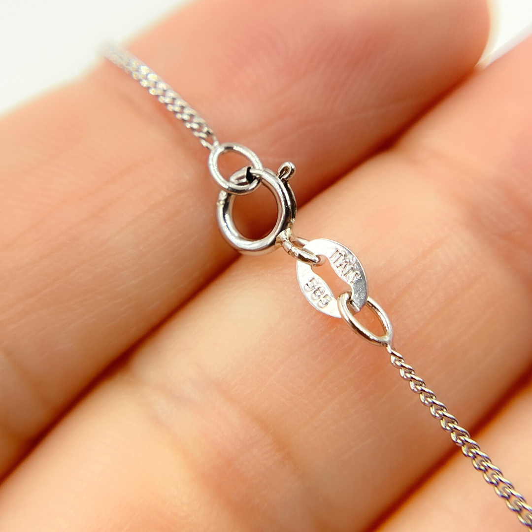 14K Solid White Gold Cable Necklace. 030GT2WG