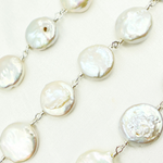 Load image into Gallery viewer, Coin Shape Freshwater Pearl Wire Wrap Chain