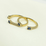 Load image into Gallery viewer, 14K Solid Gold Diamond & Blue Sapphire Ring.