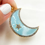Load image into Gallery viewer, Diamond Sterling Silver Moon Enamel Pendant