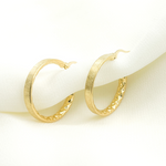 Load image into Gallery viewer, GER89. 14K Gold Diamond Cut Hollow Hoop Earrings with Texture