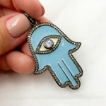 Load image into Gallery viewer, Silver Hamsa Pendant with Gemstone