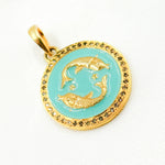 Load image into Gallery viewer, Silver Pisces Round Zodiac Enamel Pendant
