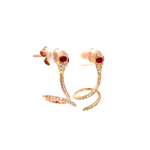 Load image into Gallery viewer, Rose Gold Diamond and Ruby Snake Studs