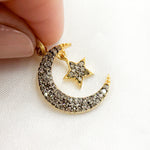 Load image into Gallery viewer, Diamond Sterling Silver Moon and Dangle Star Pendant