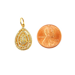Load image into Gallery viewer, 14K Solid Gold Drop Charm with Diamonds. GDP145