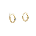 Load image into Gallery viewer, HP400760Y. 14K Solid Gold Diamond Huggies Earrings