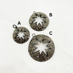 Load image into Gallery viewer, DE017. Sterling Silver Black Rhodium Diamond Round Star Pendant