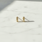 Load image into Gallery viewer, EFE52672. 14k Solid Gold Diamond Baguette Stud Earrings