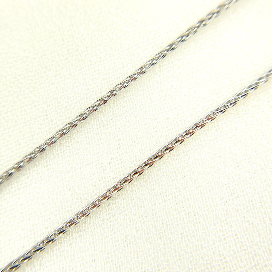 14K Solid White Gold Wheat Necklace. 024SP3TFDTWG